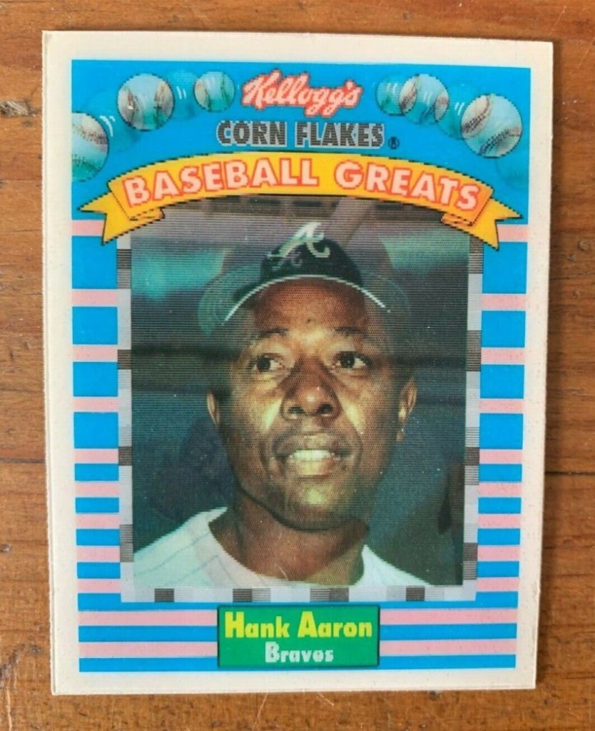 1991 Hank Aaron Kellogs Corn Flakes baseball card