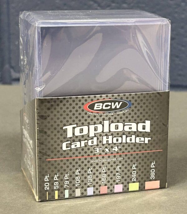 back of BCW Thick Card 59 Pt. Toploaders