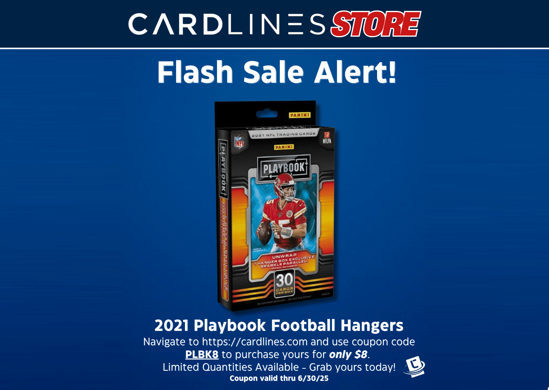 cardlines flash sale alert 2021 playbooy football hangers