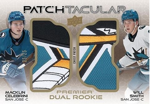 2024/25 Upper Deck Premier Dual Rookie PatchTacular Macklin Celebrini and Will Smith